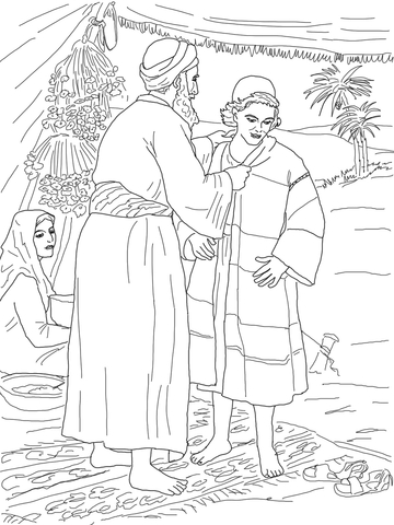 Jacob Giving Joseph The Coat Of Many Colors Coloring Page